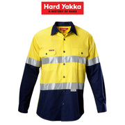 Mens Hard Yakka Koolgear Hi - Vis Safety Summer Cool Long Sleeve Work Shirt Y07978 - Land to Coast