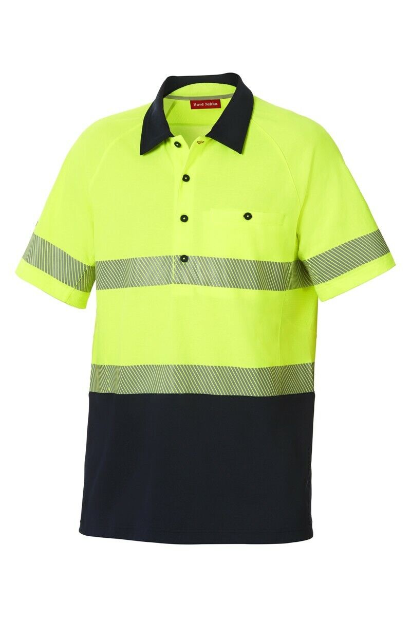 Mens Hard Yakka Koolgear Hi - Vis Short Sleeve Polo Light 2 Tone Work Shirt Y11383 - Land to Coast