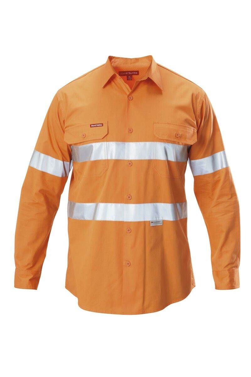 Mens Hard Yakka Koolgear Long Sleeve Work Shirt Hi - Vis Taped Lightweight Y07996 - Land to Coast