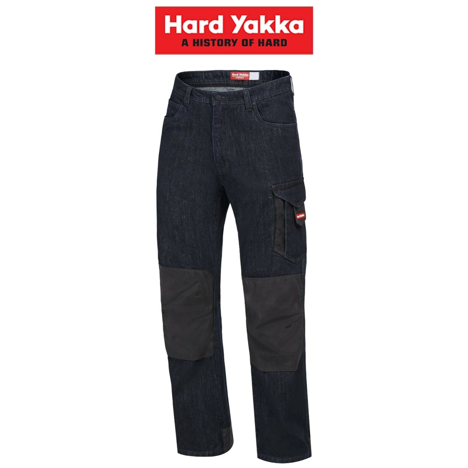 Mens Hard Yakka Legends Denim Work Jeans Cargo Pants Heavy Duty Cordura Y03041 - Land to Coast
