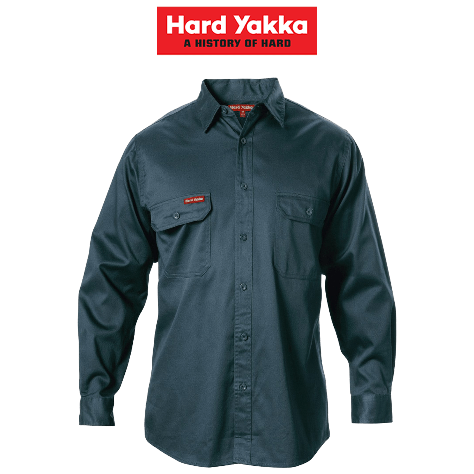 Mens Hard Yakka Long Sleeve Cotton Drill Work Shirt Tradie Safety Button Y07500 - Land to Coast