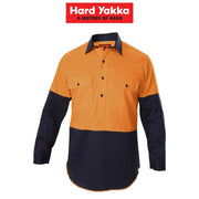 Mens Hard Yakka Shirt Hi - Vis Closed Gusset Long Sleeve Work Safety Cotton Y07984 - Land to Coast