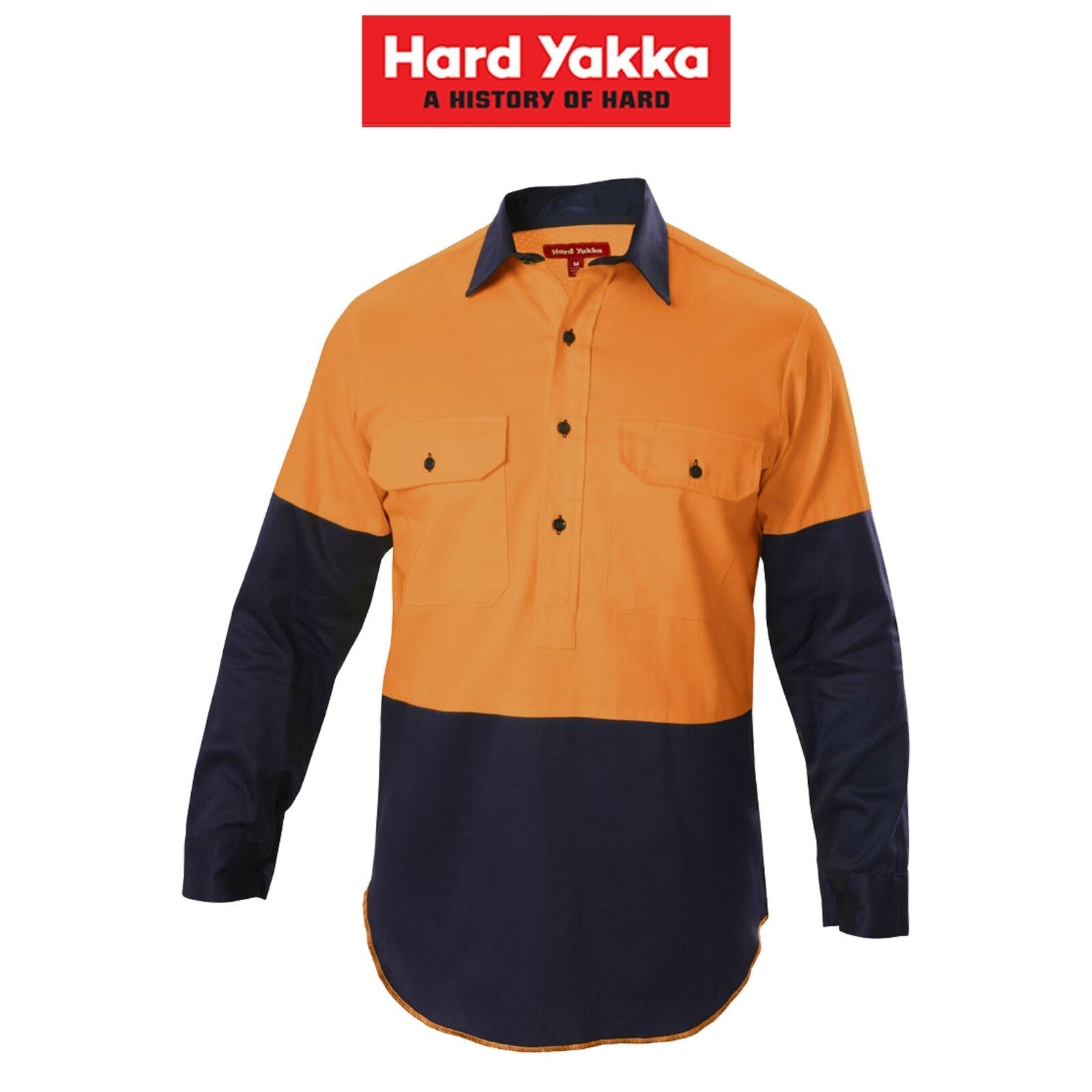 Mens Hard Yakka Shirt Hi - Vis Closed Gusset Long Sleeve Work Safety Cotton Y07984 - Land to Coast