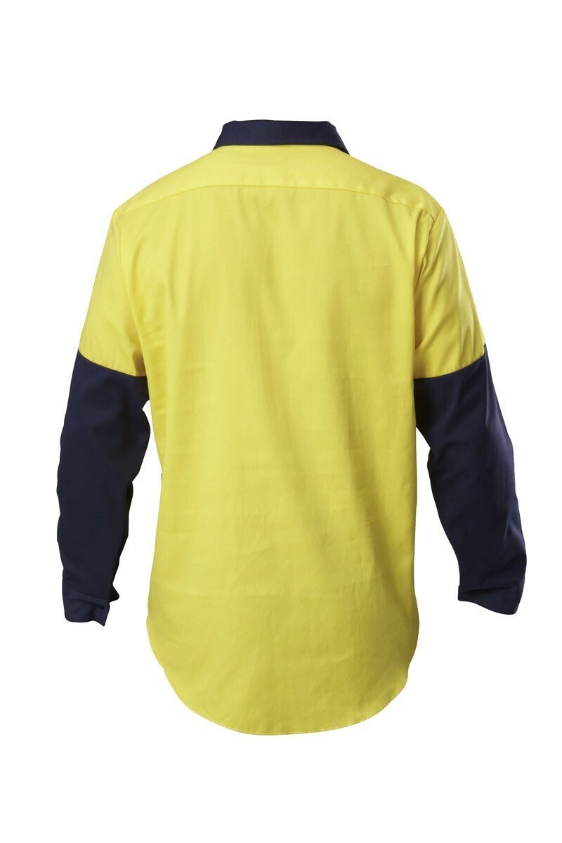 Mens Hard Yakka Shirt Hi - Vis Closed Gusset Long Sleeve Work Safety Cotton Y07984 - Land to Coast