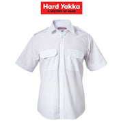 Mens Hard Yakka Short Sleeve Work Shirt Permanent Press Dress Epaulettes Y07691 - Land to Coast