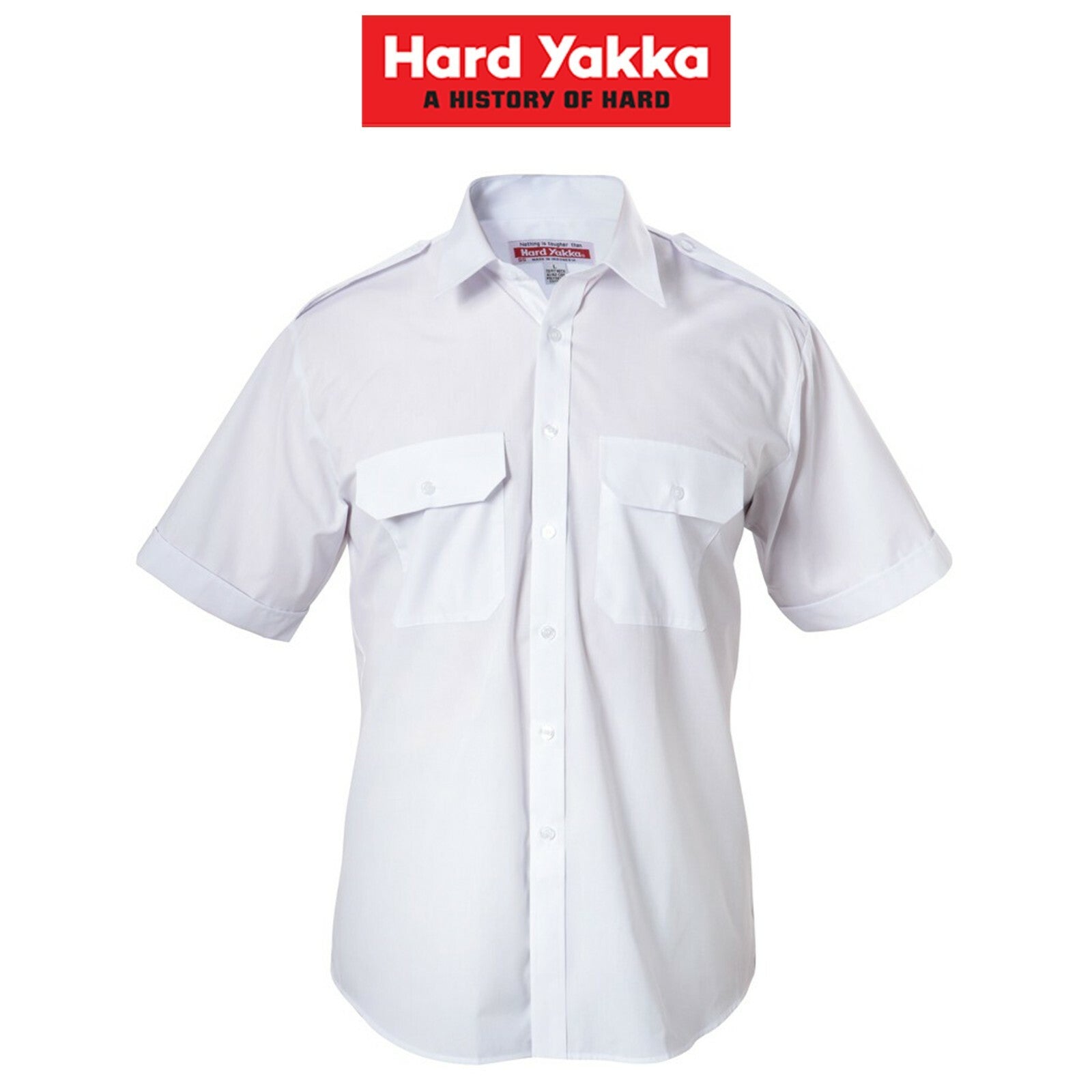 Mens Hard Yakka Short Sleeve Work Shirt Permanent Press Dress Epaulettes Y07691 - Land to Coast