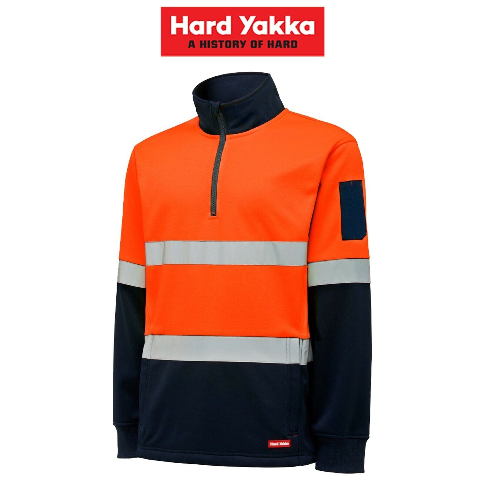 Mens Hard Yakka Utility Hi - Vis 2 Tone Brushed Fleece Crew Jumper Work Y19270 - Land to Coast