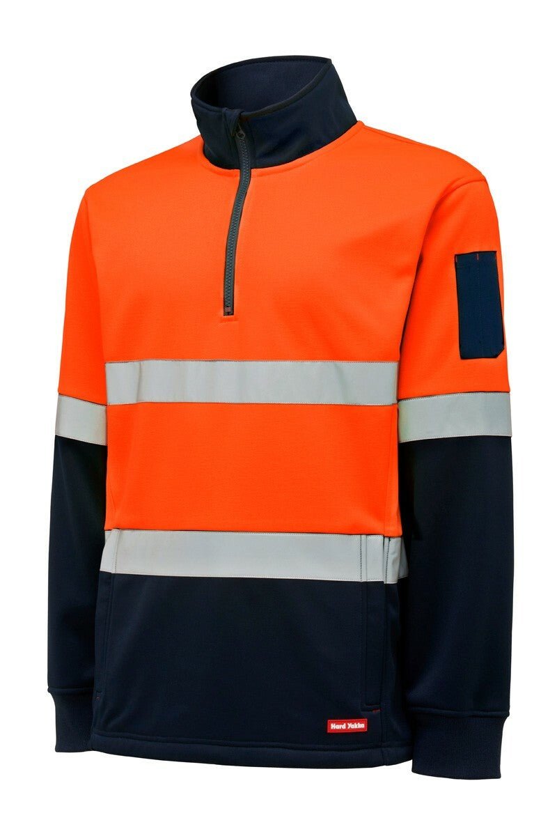 Mens Hard Yakka Utility Hi - Vis 2 Tone Brushed Fleece Crew Jumper Work Y19270 - Land to Coast