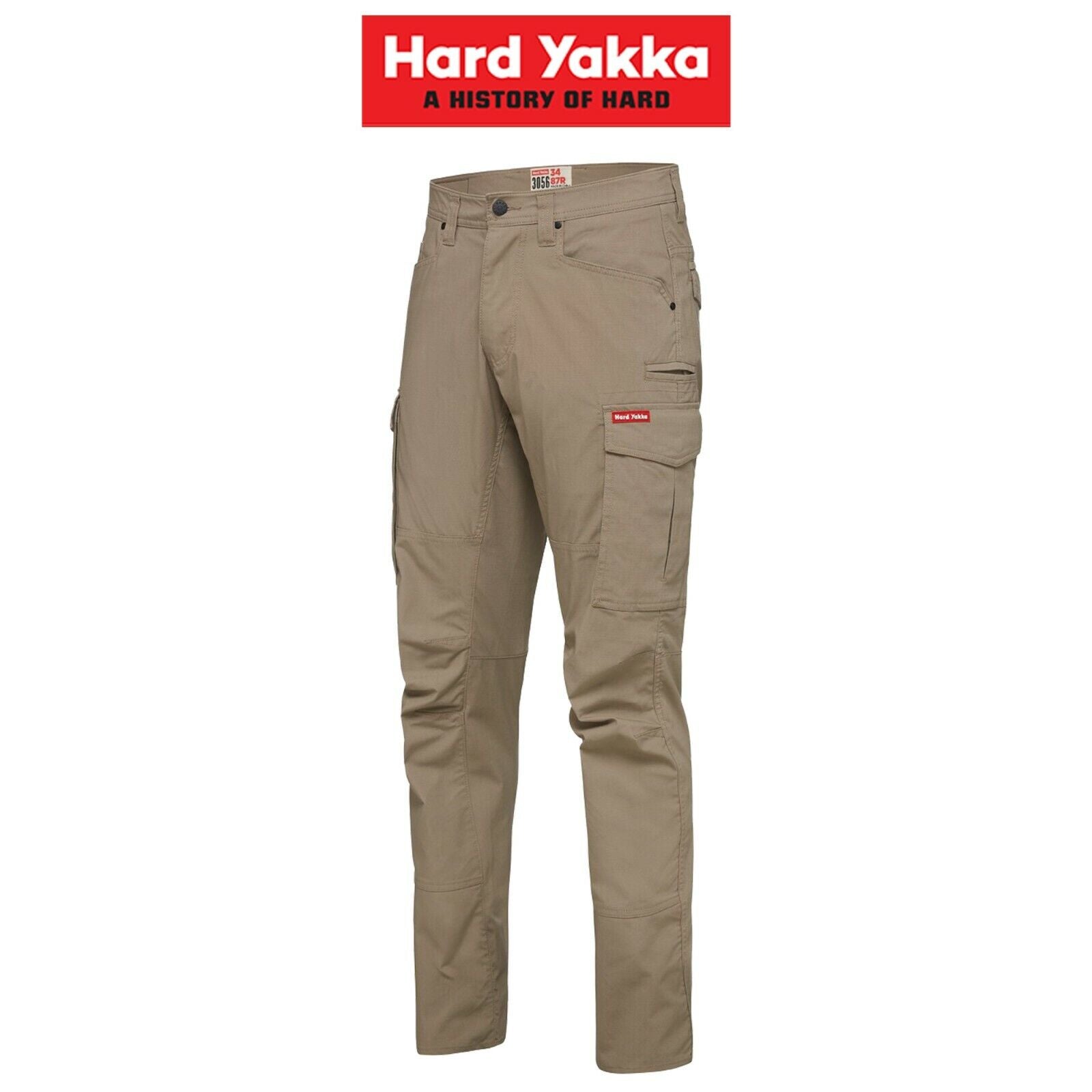 Mens Hard Yakka Work Pants 3056 Ripstop Stretch Cargo Slim Fit Tough Y02255 - Land to Coast