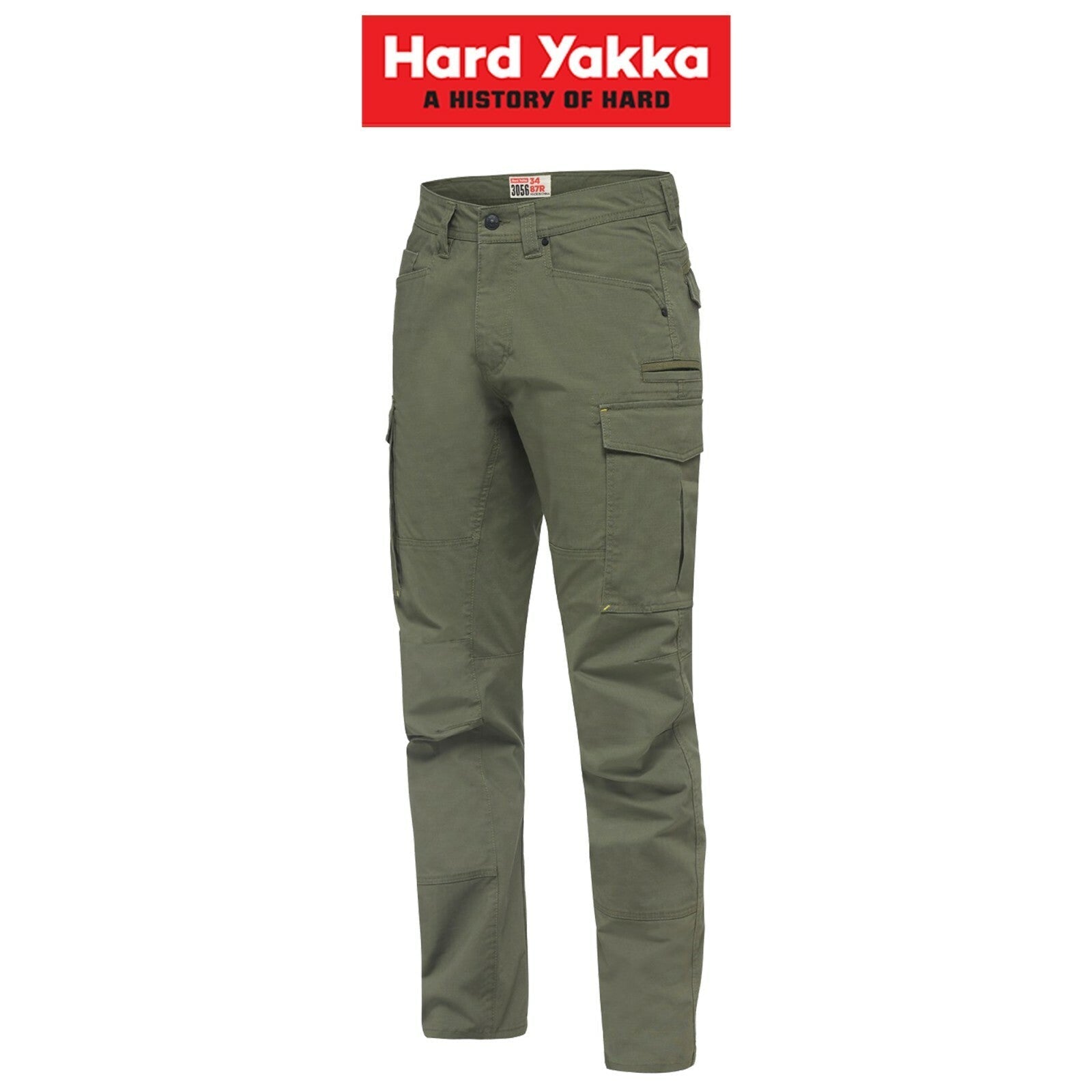 Mens Hard Yakka Work Pants 3056 Ripstop Stretch Cargo Slim Fit Tough Y02255 - Land to Coast