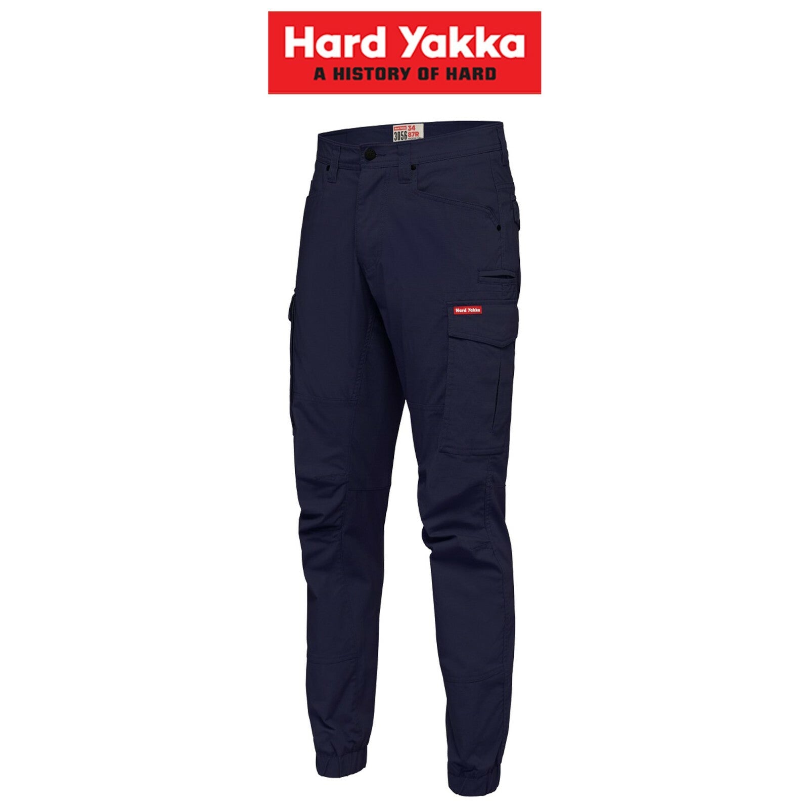 Mens Hard Yakka Work Pants Cuff 3056 Ripstop Stretch Cargo Slim Fit Tough Y02340 - Land to Coast