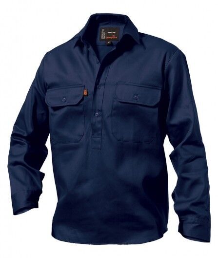 Mens KingGee Closed Front Full Button 100% Cotton Drill Work Shirt Pocket K04020 - Land to Coast