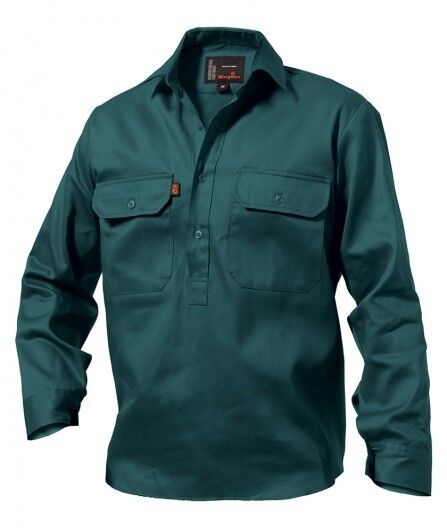 Mens KingGee Closed Front Full Button 100% Cotton Drill Work Shirt Pocket K04020 - Land to Coast
