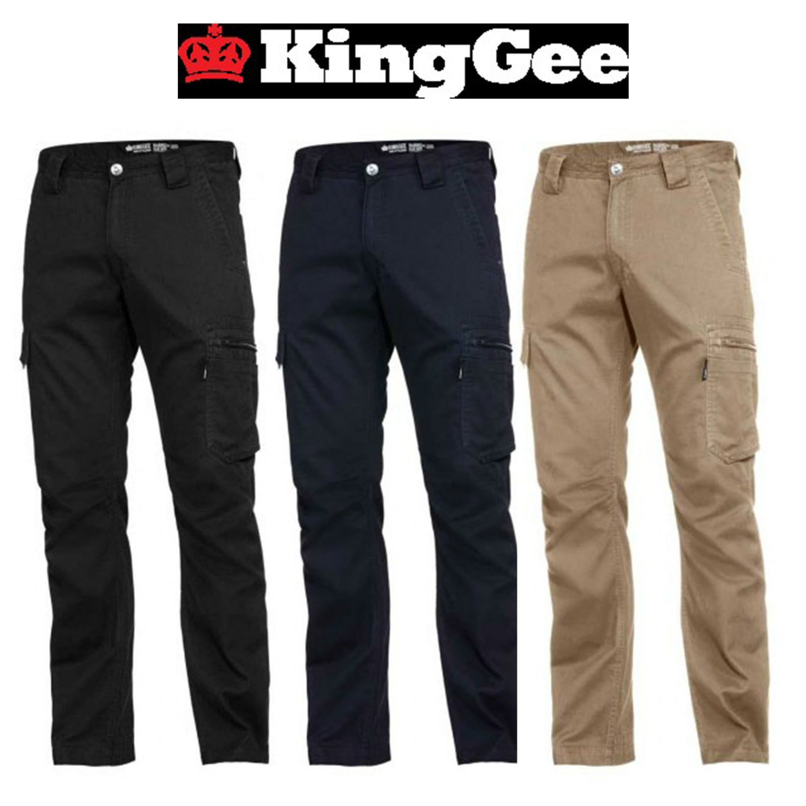 Mens KingGee Narrow Fit Tradie Pants Summer Lightweight Cool Cotton Drill K13290 - Land to Coast