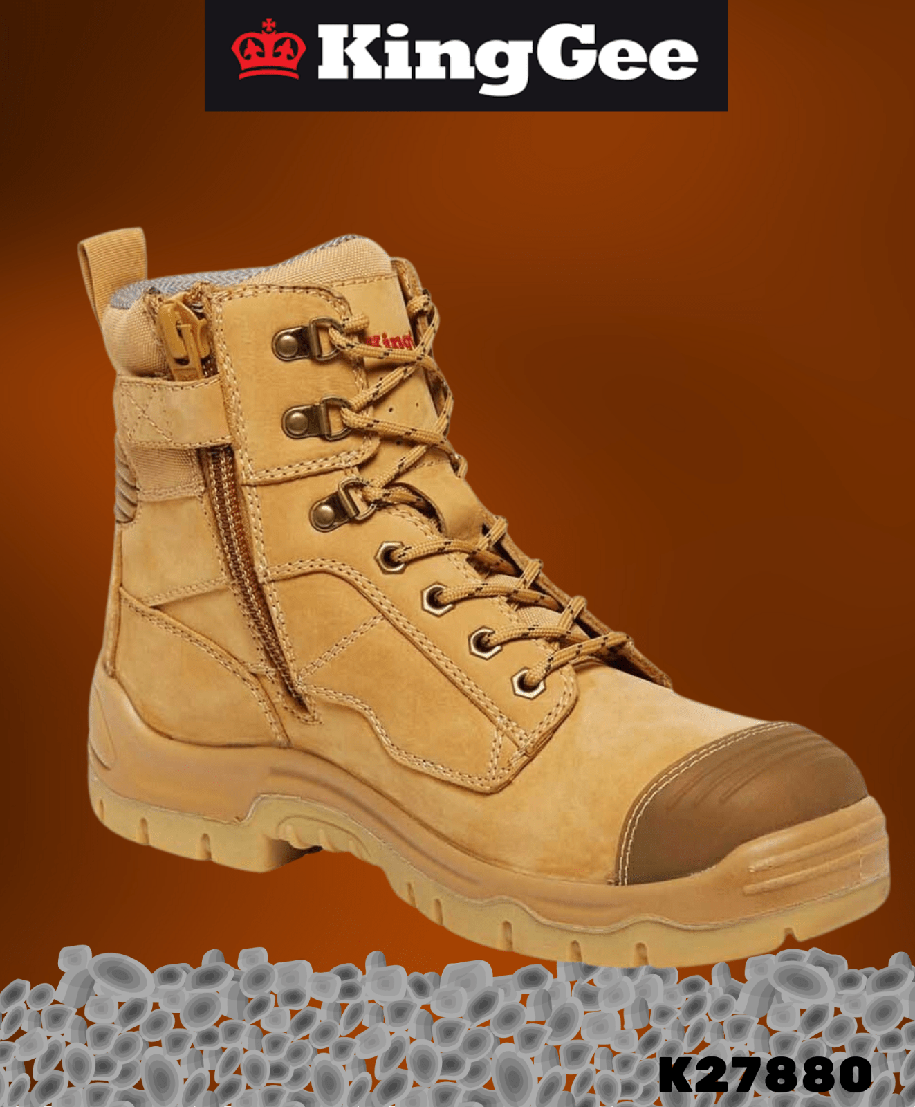 Mens KingGee Phoeniz 6 - Z Wheat Leather Work Safety Boots Tough DuPont K27880 - Land to Coast