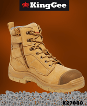 Mens KingGee Phoeniz 6 - Z Wheat Leather Work Safety Boots Tough DuPont K27880 - Land to Coast