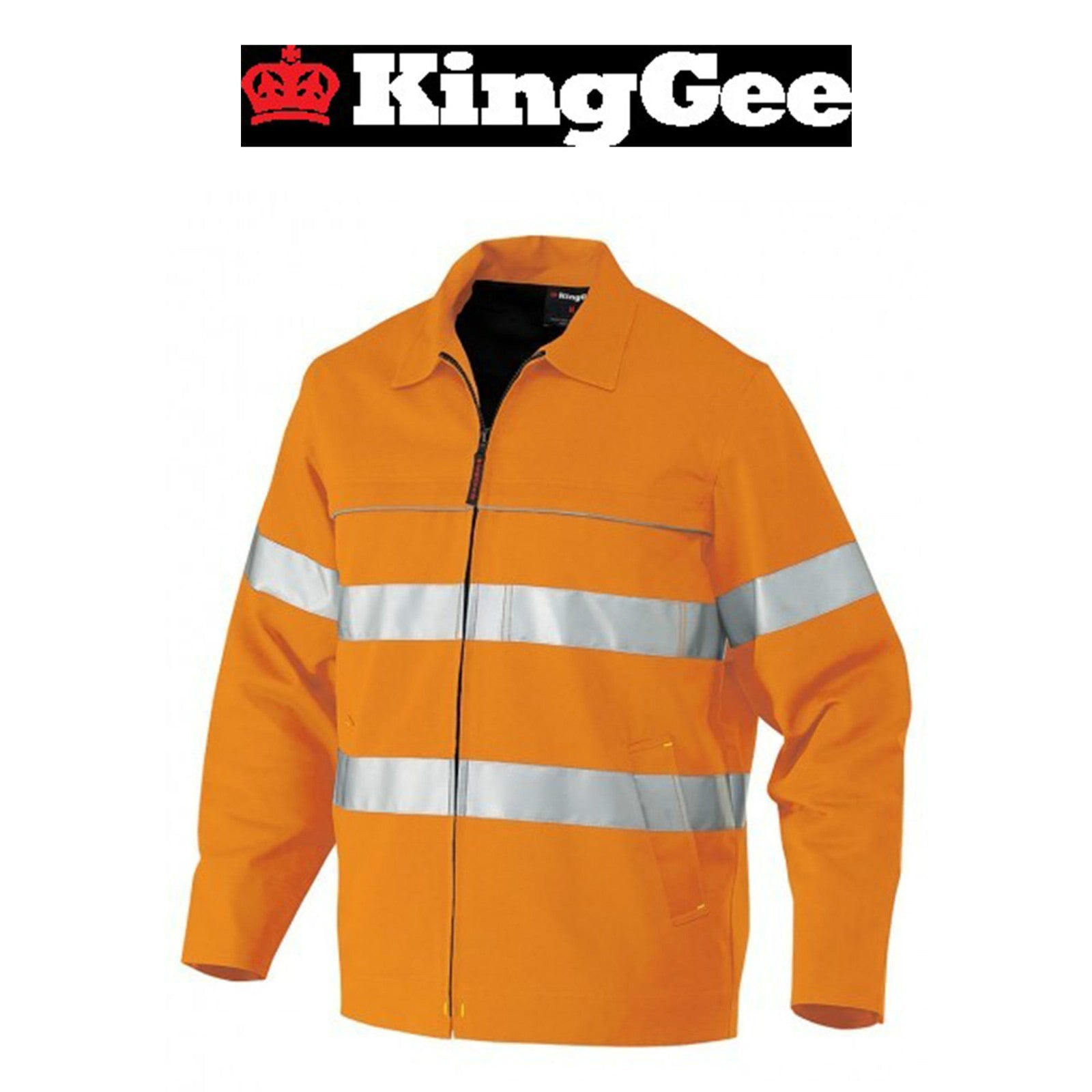 Mens KingGee Reflective Taped Nano Tex Cotton Drill 6 Pocket Work Jacket K55805 - Land to Coast