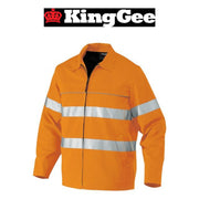Mens KingGee Reflective Taped Nano Tex Cotton Drill 6 Pocket Work Jacket K55805 - Land to Coast