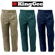 Mens KingGee Steel Tough Cotton Drill Work Trousers Pants Classic Pleat K03010 - Land to Coast