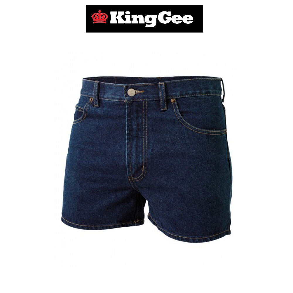 Mens KingGee Stretch Denim Work Shorts Workwear Safety Durable Heavy Duty K07020 - Land to Coast