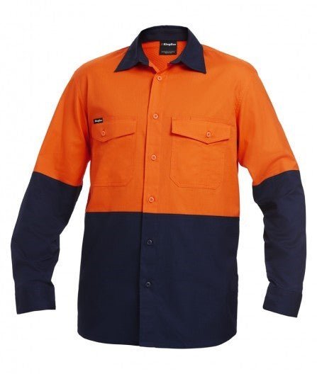 Mens KingGee WorkCool 2 Long Sleeve Work Shirt Stronger Cooler Comfort K54870 - Land to Coast