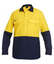 Mens KingGee WorkCool 2 Splice Work Closed Front Hi - Vis Long Sleeve Shirt K54876 - Land to Coast