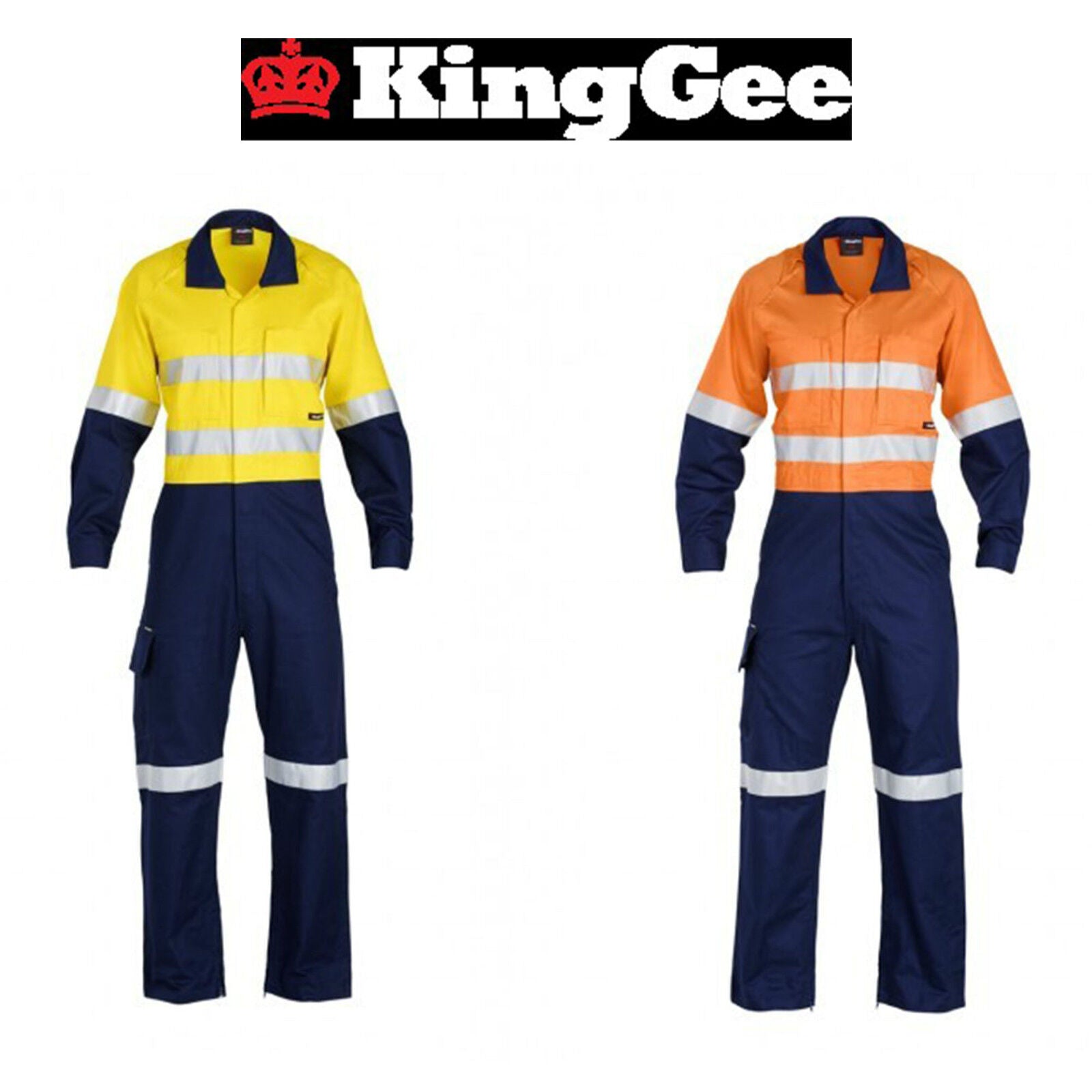 Mens KingGee Workcool 2 Spliced Overalls Taped Hi - Vis Light Overall Work K51540 - Land to Coast