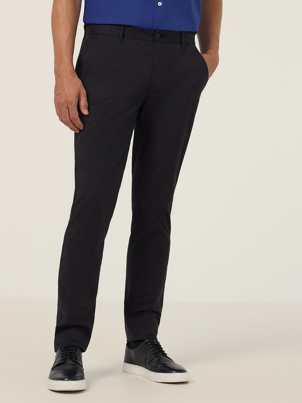 Mens Stretch Cotton Chino Work Pants Slim Fit Durable Comfort Black CATCNM - Land to Coast