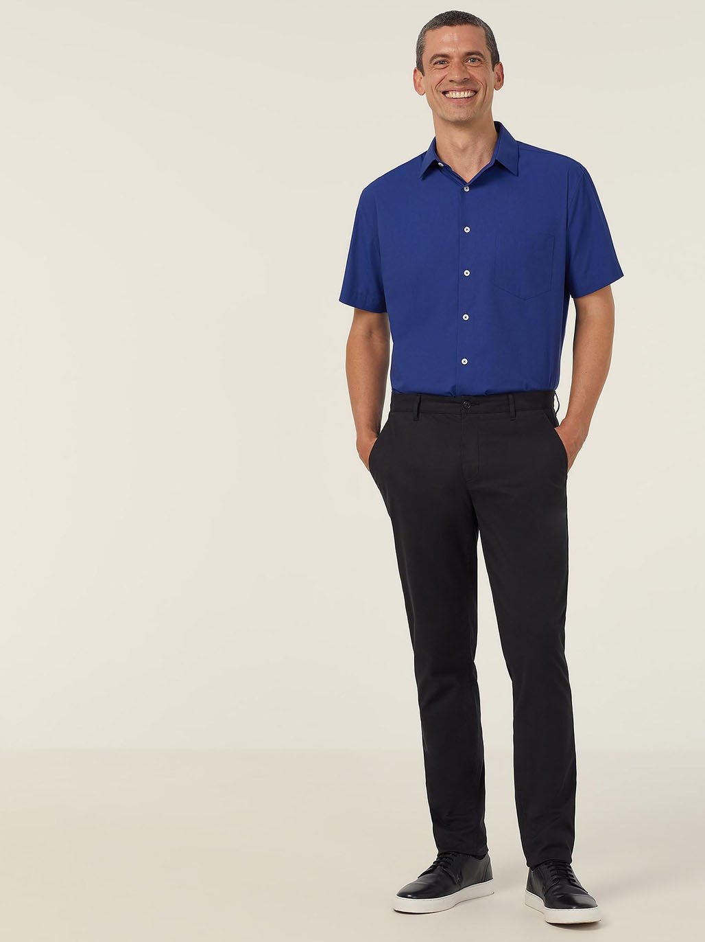 Mens Stretch Cotton Chino Work Pants Slim Fit Durable Comfort Black CATCNM - Land to Coast