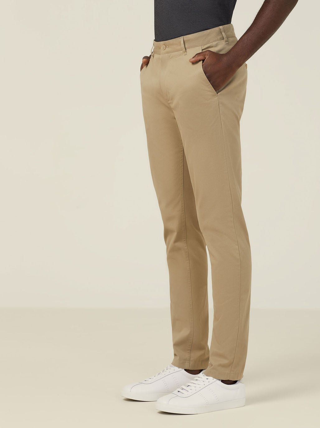 Mens Stretch Cotton Chino Work Pants Slim Fit Durable Comfort Desert CATCNM - Land to Coast