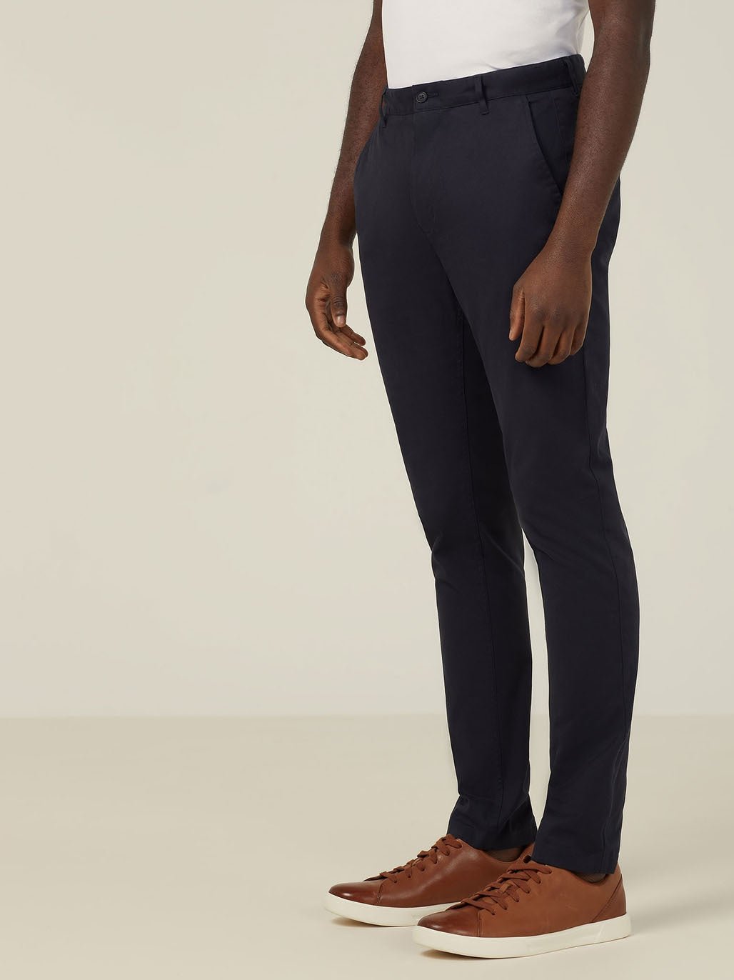 Mens Stretch Cotton Chino Work Pants Slim Fit Durable Comfort Navy CATCNM - Land to Coast