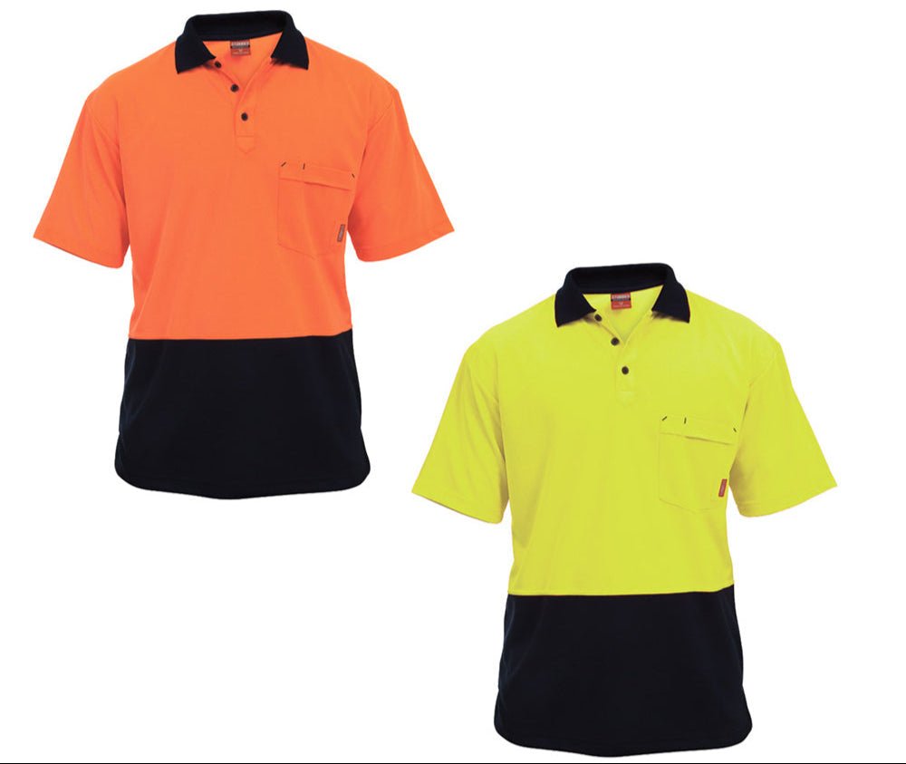Mens Stubbies Short Sleeve Spliced Polyester Hi - Vis Shirt Top Workwear BK2500 - Land to Coast