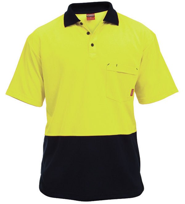 Mens Stubbies Short Sleeve Spliced Polyester Hi - Vis Shirt Top Workwear BK2500 - Land to Coast