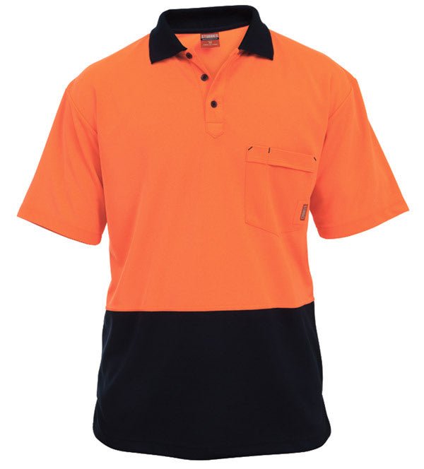 Mens Stubbies Short Sleeve Spliced Polyester Hi - Vis Shirt Top Workwear BK2500 - Land to Coast