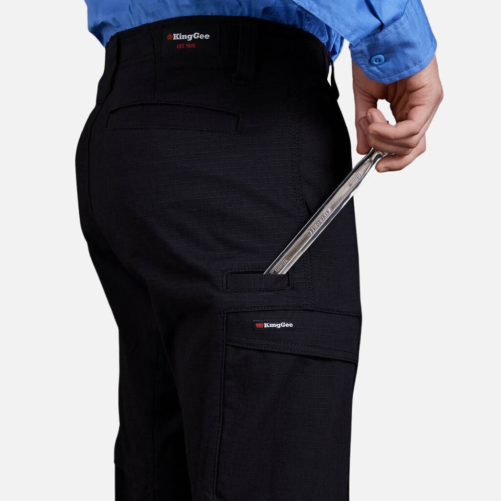 Men’s Workcool Pro stretch work cargo pants durable ripstop Black K13026 - Land to Coast