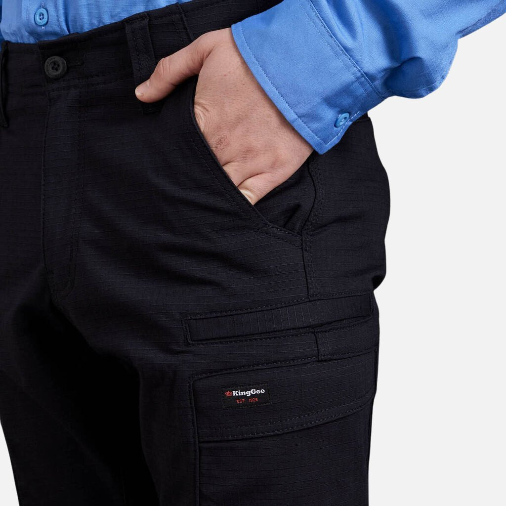 Men’s Workcool Pro stretch work cargo pants durable ripstop Black K13026 - Land to Coast
