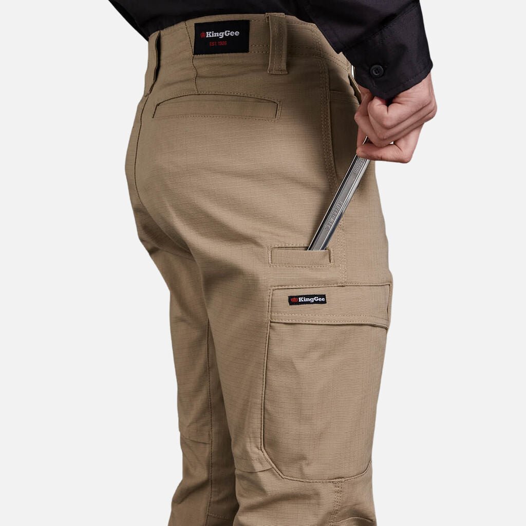 Men’s Workcool Pro stretch work cargo pants durable ripstop Khaki K13026 - Land to Coast