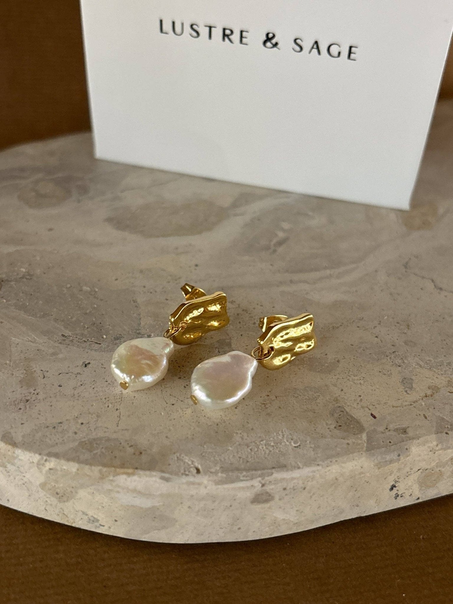 Messina Pearl 18K Gold Plated Earrings - Land to Coast