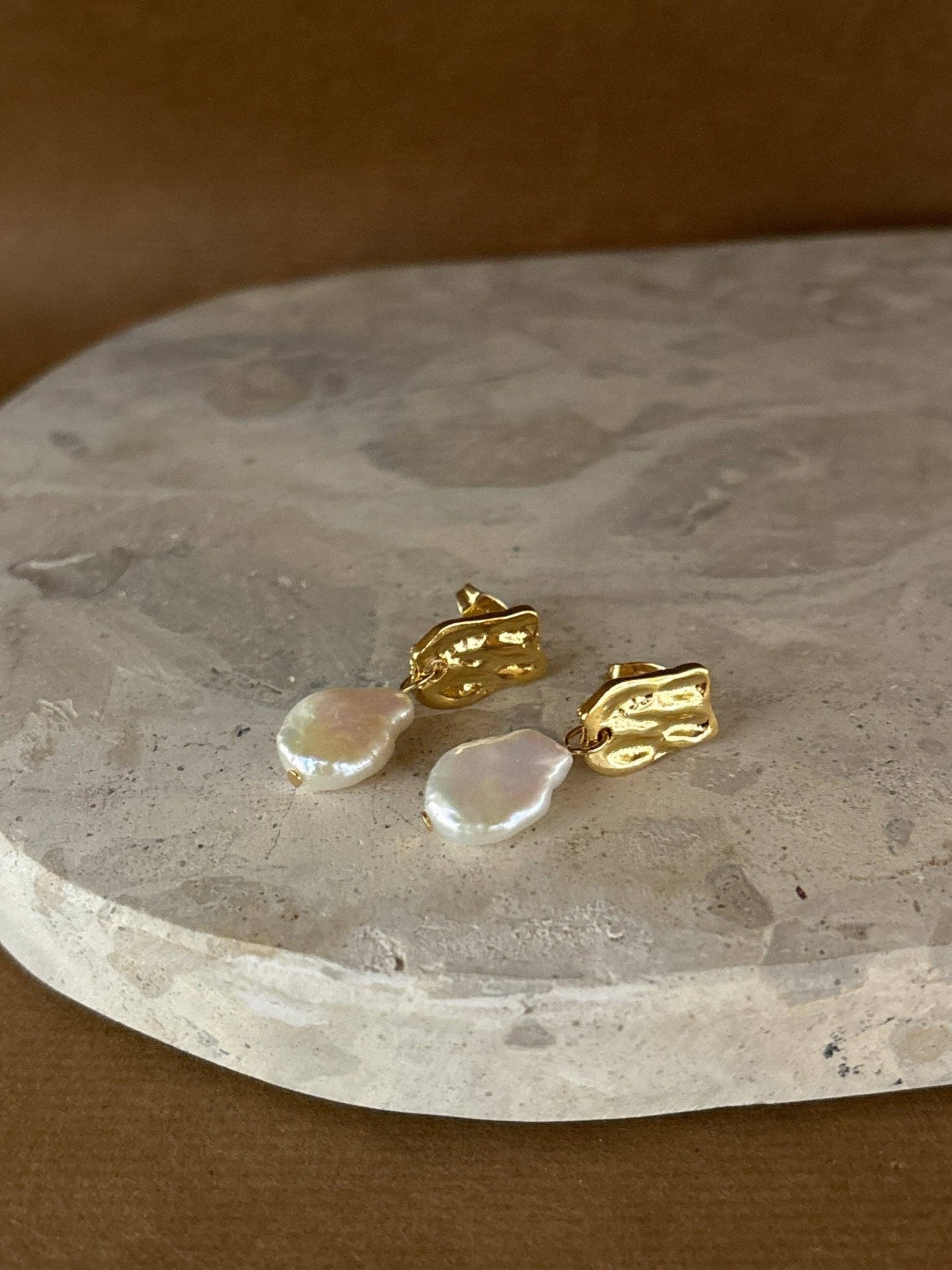 Messina Pearl 18K Gold Plated Earrings - Land to Coast