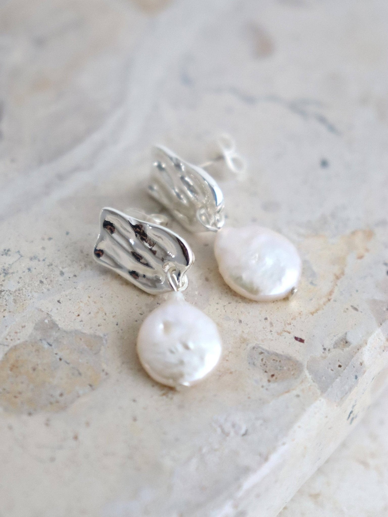 Messina Pearl Sterling Silver Plated Earrings - Land to Coast