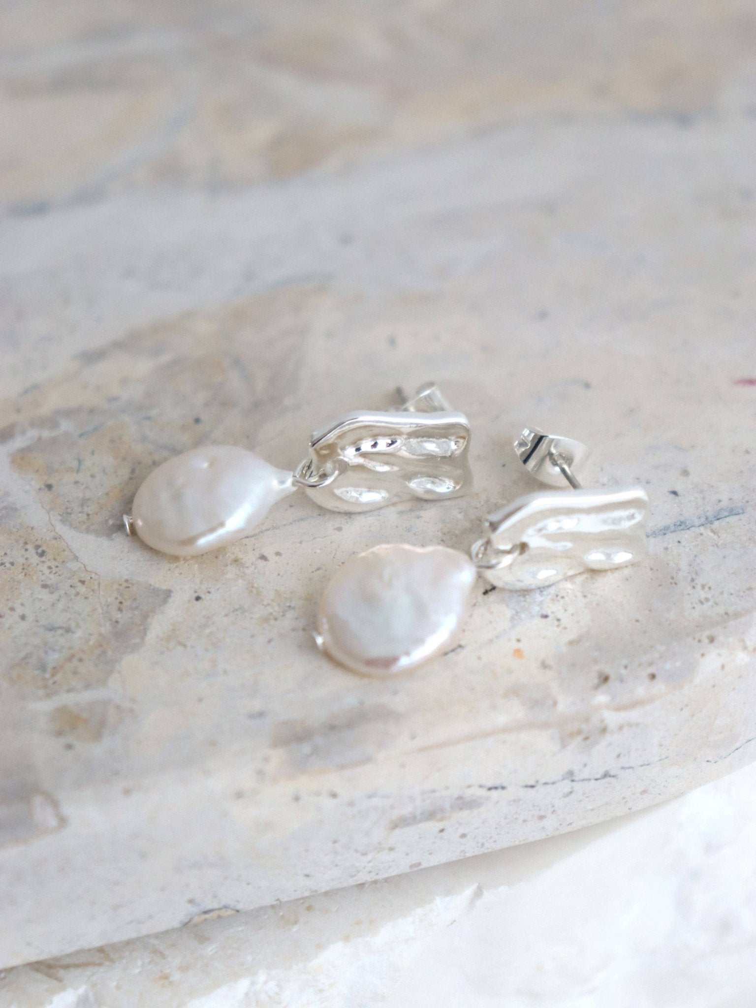 Messina Pearl Sterling Silver Plated Earrings - Land to Coast