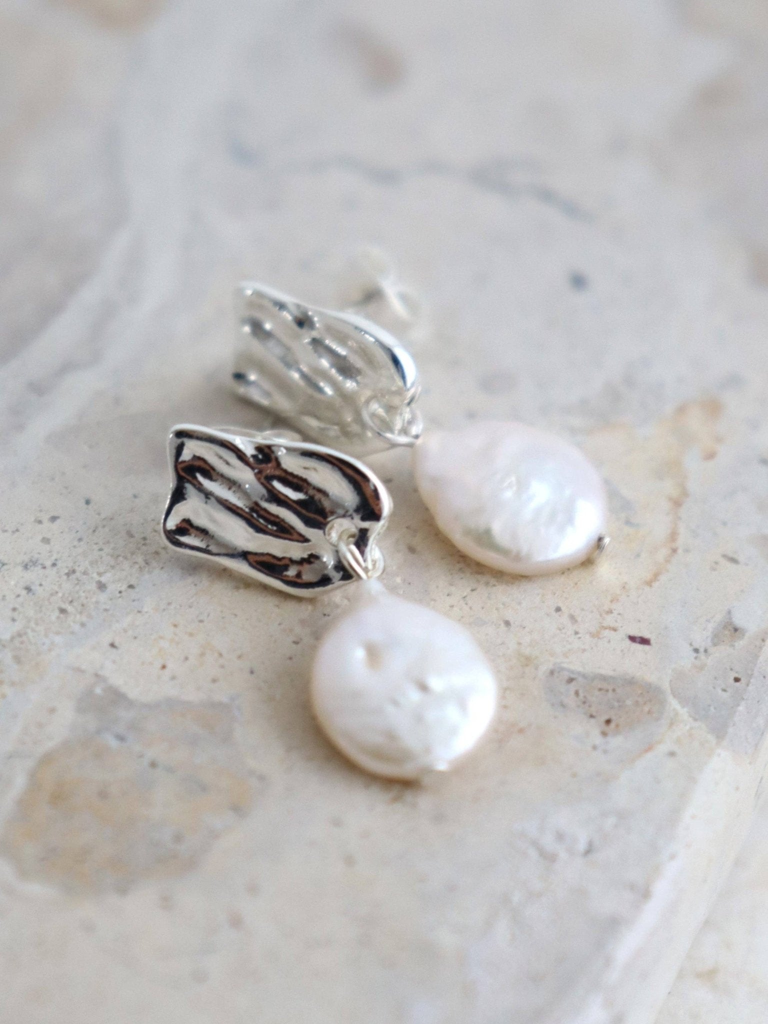 Messina Pearl Sterling Silver Plated Earrings - Land to Coast