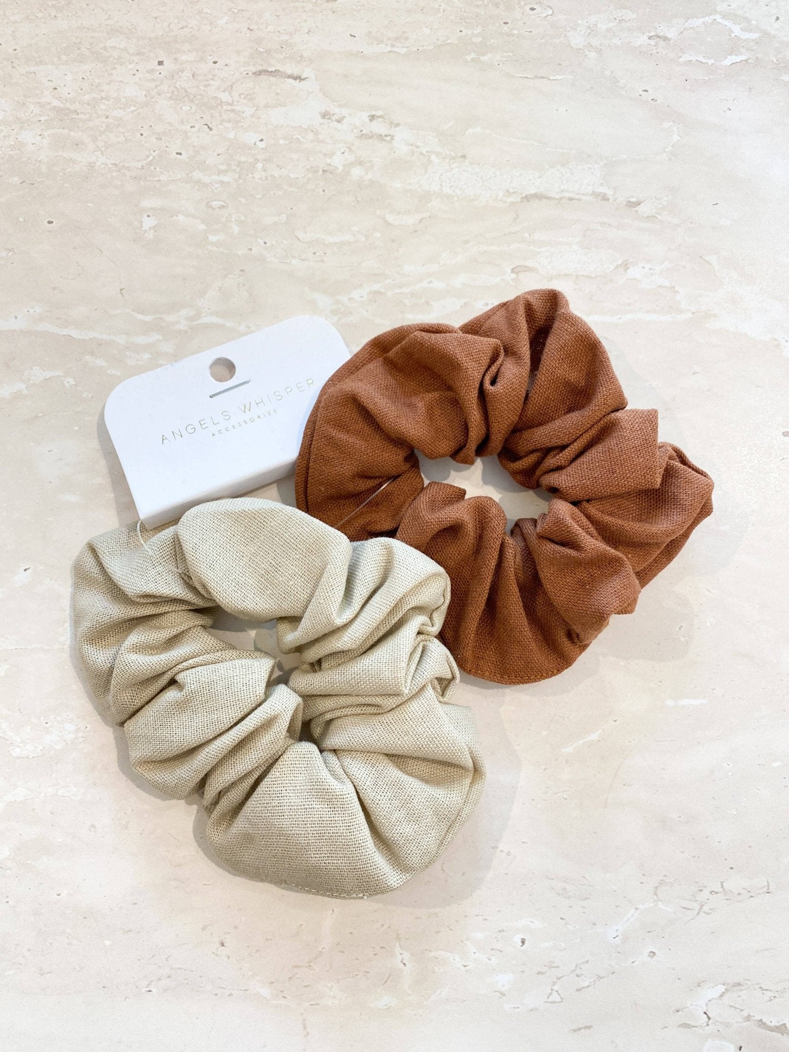 Mild Chocolate Linen Scrunchie Pack - Land to Coast