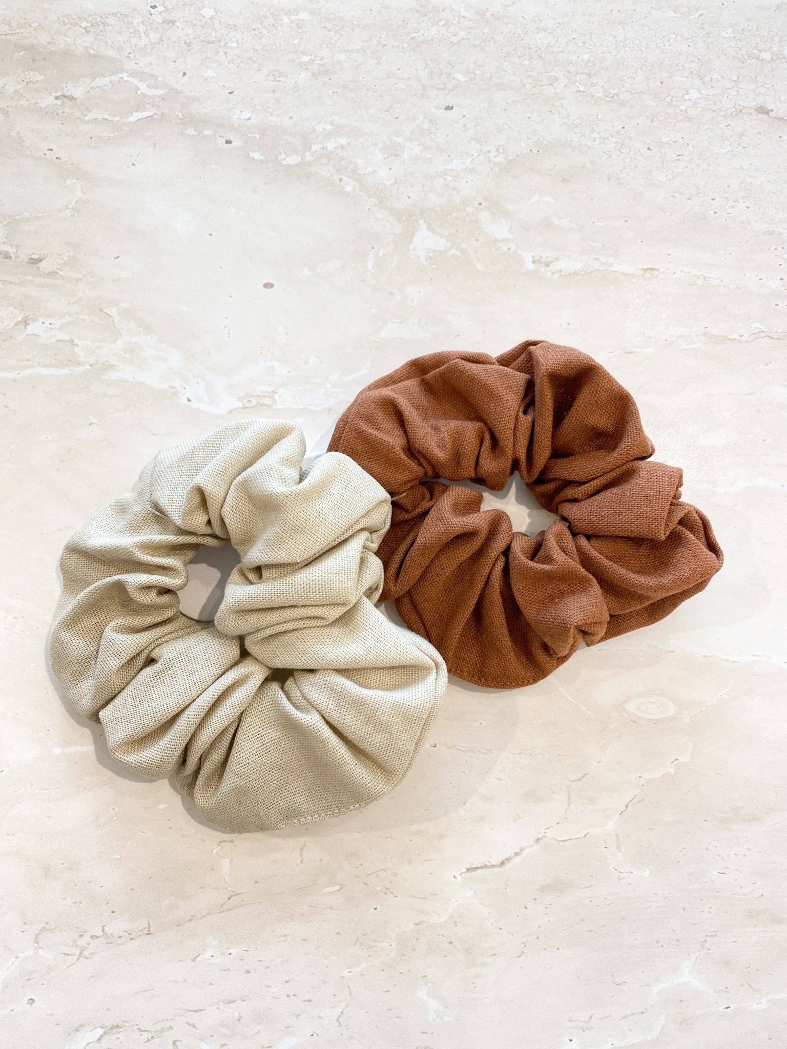 Mild Chocolate Linen Scrunchie Pack - Land to Coast