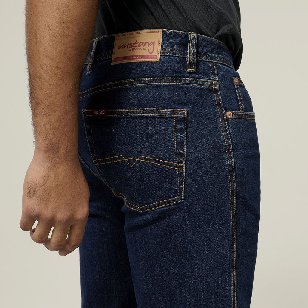 Mustang reinforced stretch work jeans indigo regular fit Navy Y43247 - Land to Coast