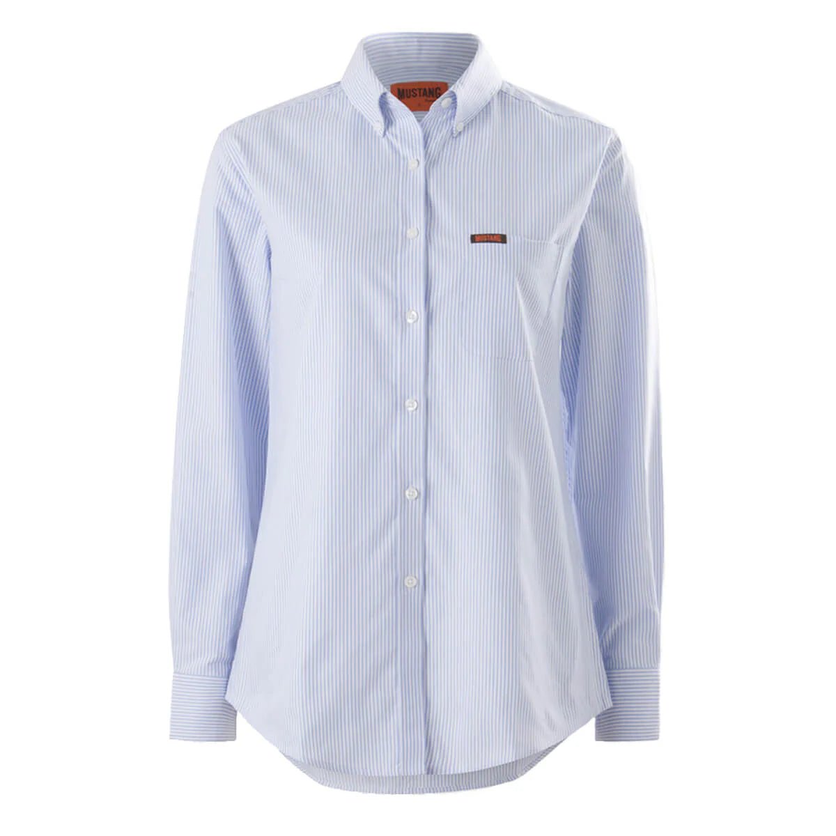 Mustang Signature Women’s Dress Shirt Striped Blue Oxford Cotton Y08400 - Land to Coast