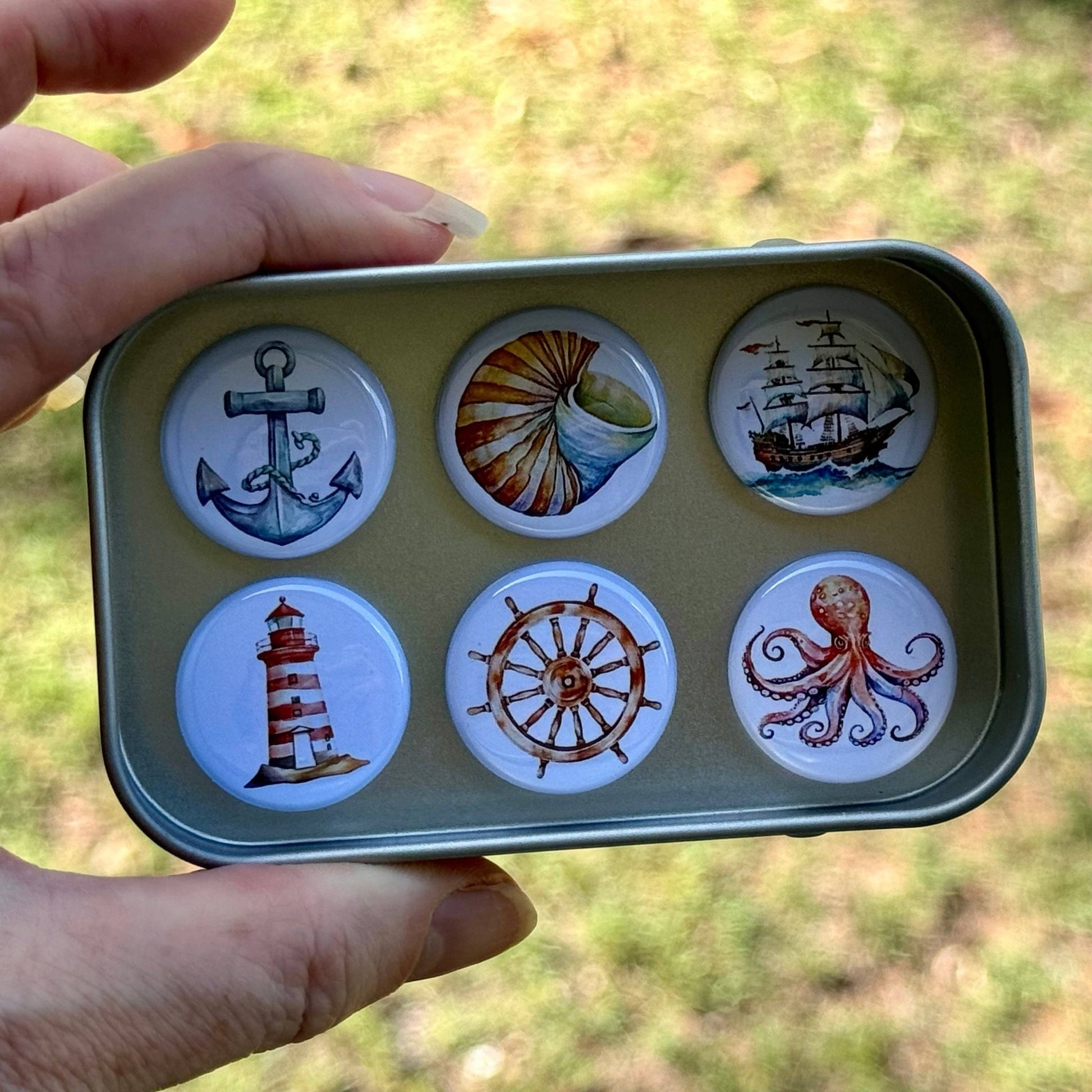 NAUTICAL Ocean Beach Magnets set of 6 - Land to Coast