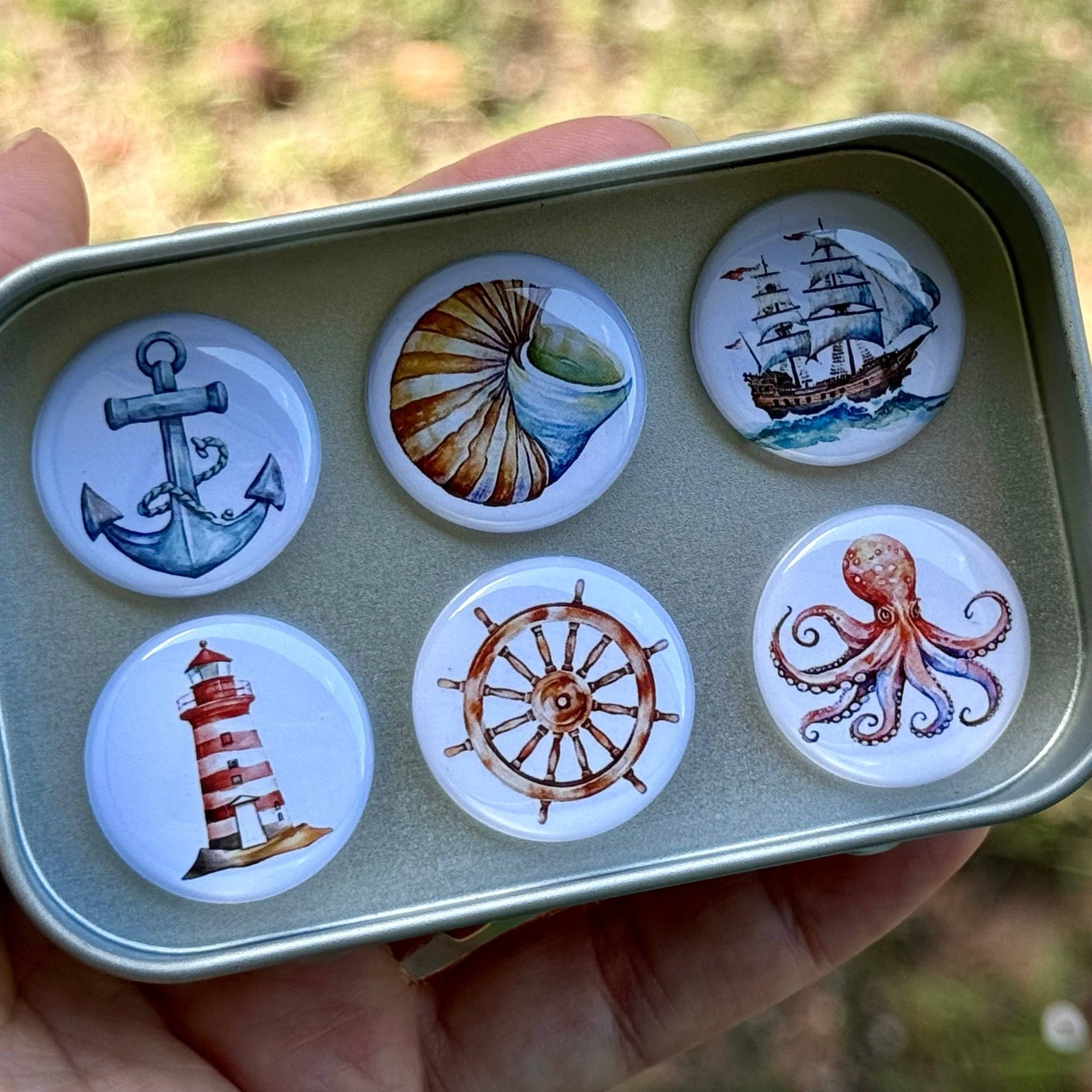 NAUTICAL Ocean Beach Magnets set of 6 - Land to Coast