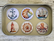 NAUTICAL Ocean Beach Magnets set of 6 - Land to Coast