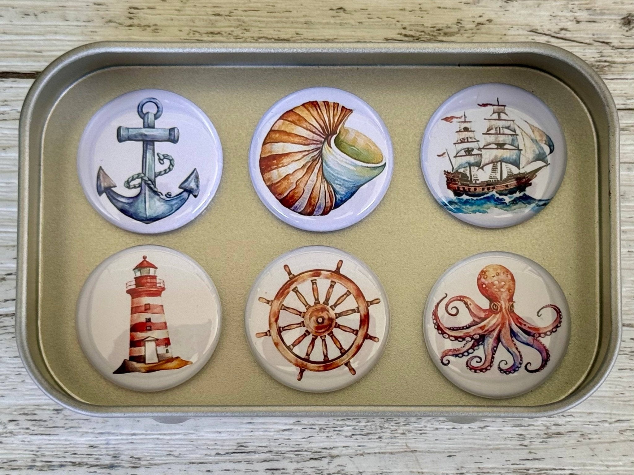 NAUTICAL Ocean Beach Magnets set of 6 - Land to Coast